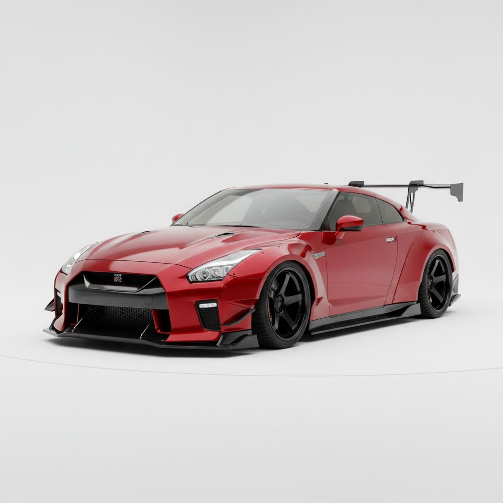 Car with aggressive widebody kit customization